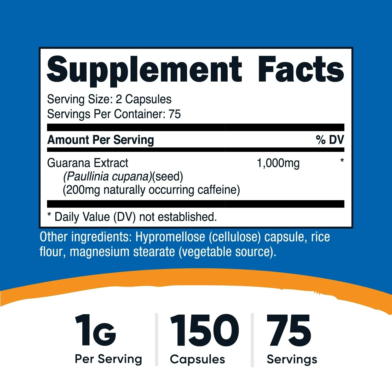 2 Pack – Nutricost Guarana Natural Caffeine 150 Capsules Per