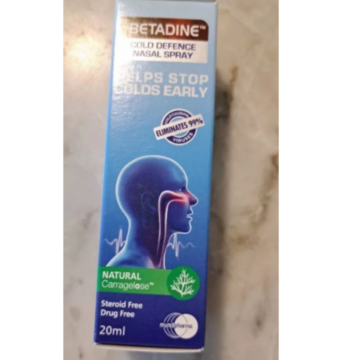 2 pack BETADINE Adult Cold Defence Nasal Spray 20ml Helps Stop Colds Early