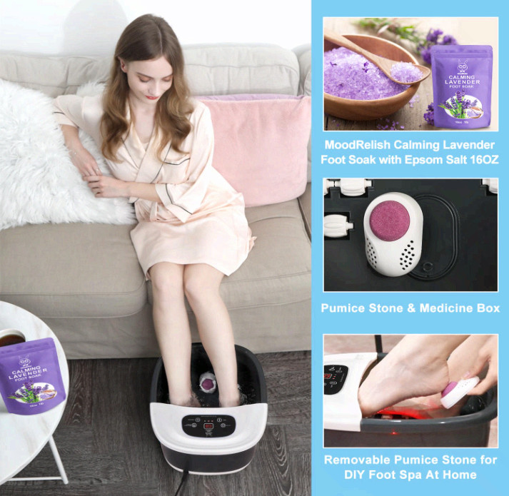 Foot Spa Bath Massager with Heat Bubbles and Vibration Massage and Jets, 16 OZ