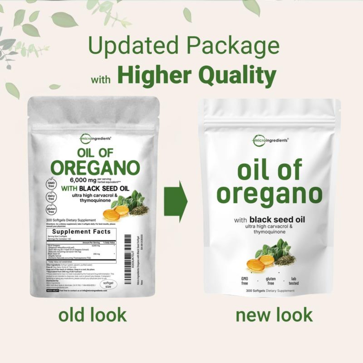 2-in-1 Oil of Oregano & Black Seed Softgels–with Carvacrol for Immune & Wellness