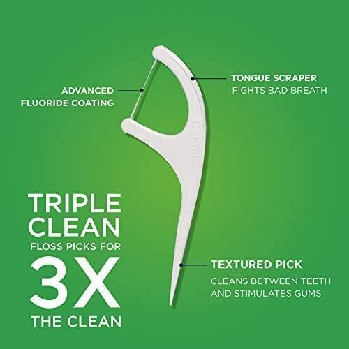 DenTek Floss Pick Dispenser with Triple Clean Floss Picks, 60 Count (Pack of 3)
