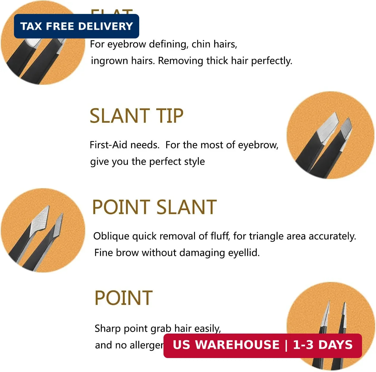 LUDOUPIER [4+1 Pieces] Tweezers Set with Travel Case, Great Precision Upgrade Pr