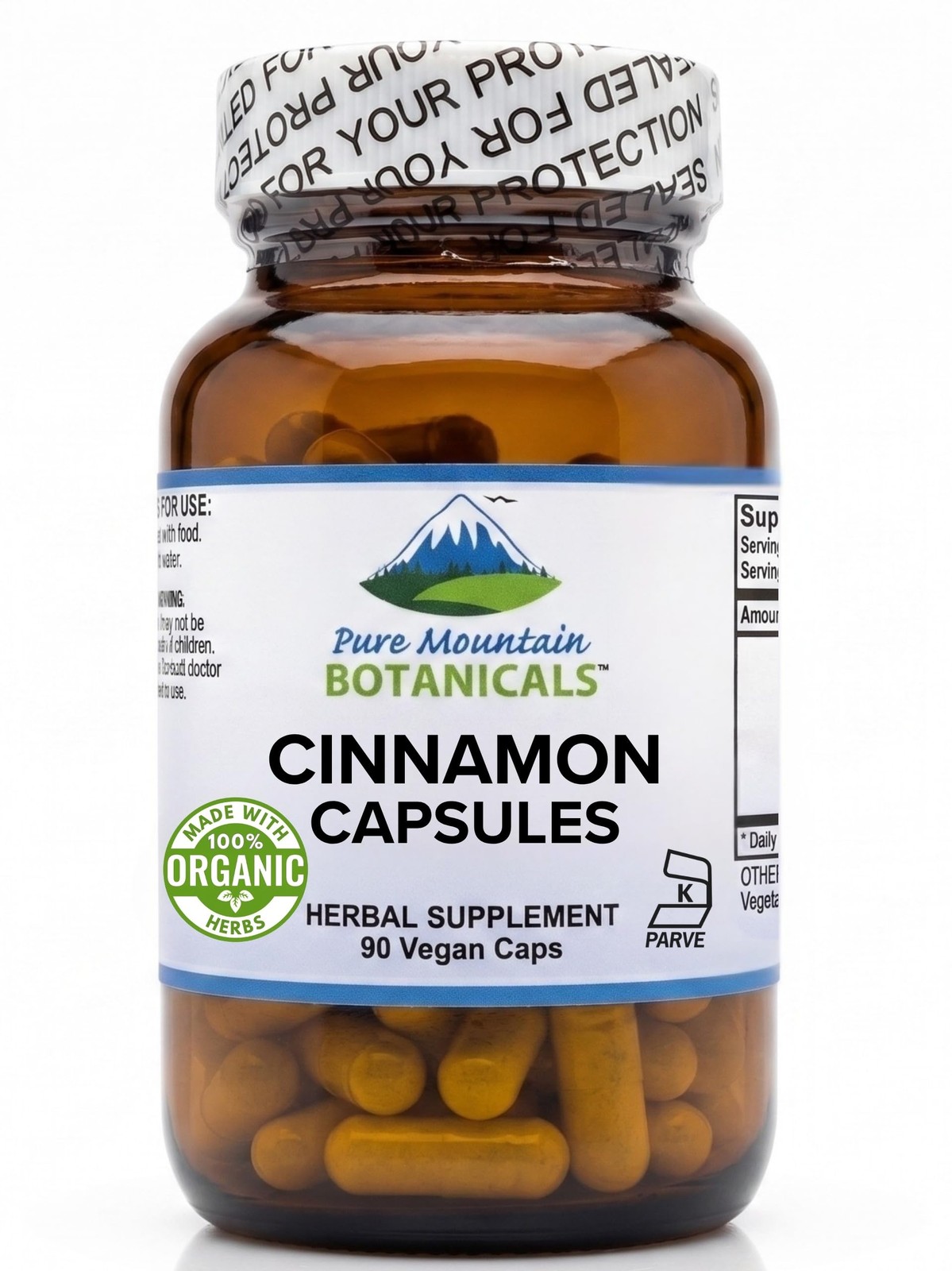 Pure Mountain Cinnamon Capsules 1000mg Organic Cassia Cinnamon Bark Supplement