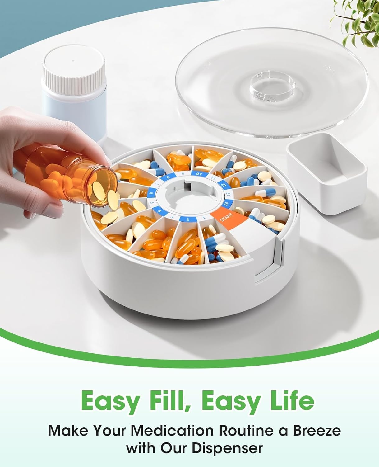 Pill Dispenser Large Pill Organizer with Stand Wall Mountable 7/14 Days-New