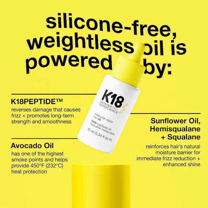 K18 Biomimetic Hairscience Molecular Repair Hair Oil 10ml/0.34oz