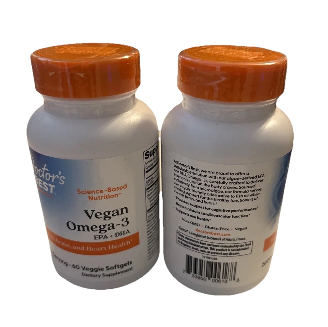 2 PK Doctor’s Best Vegan Omega-3 60x 2 (120) Veggie Softgels 2000 Mg Brain Heart