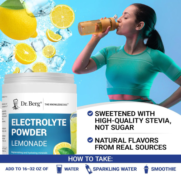 Dr. Berg Zero Sugar Keto Electrolyte Powder, Lemonade, 100 Servings