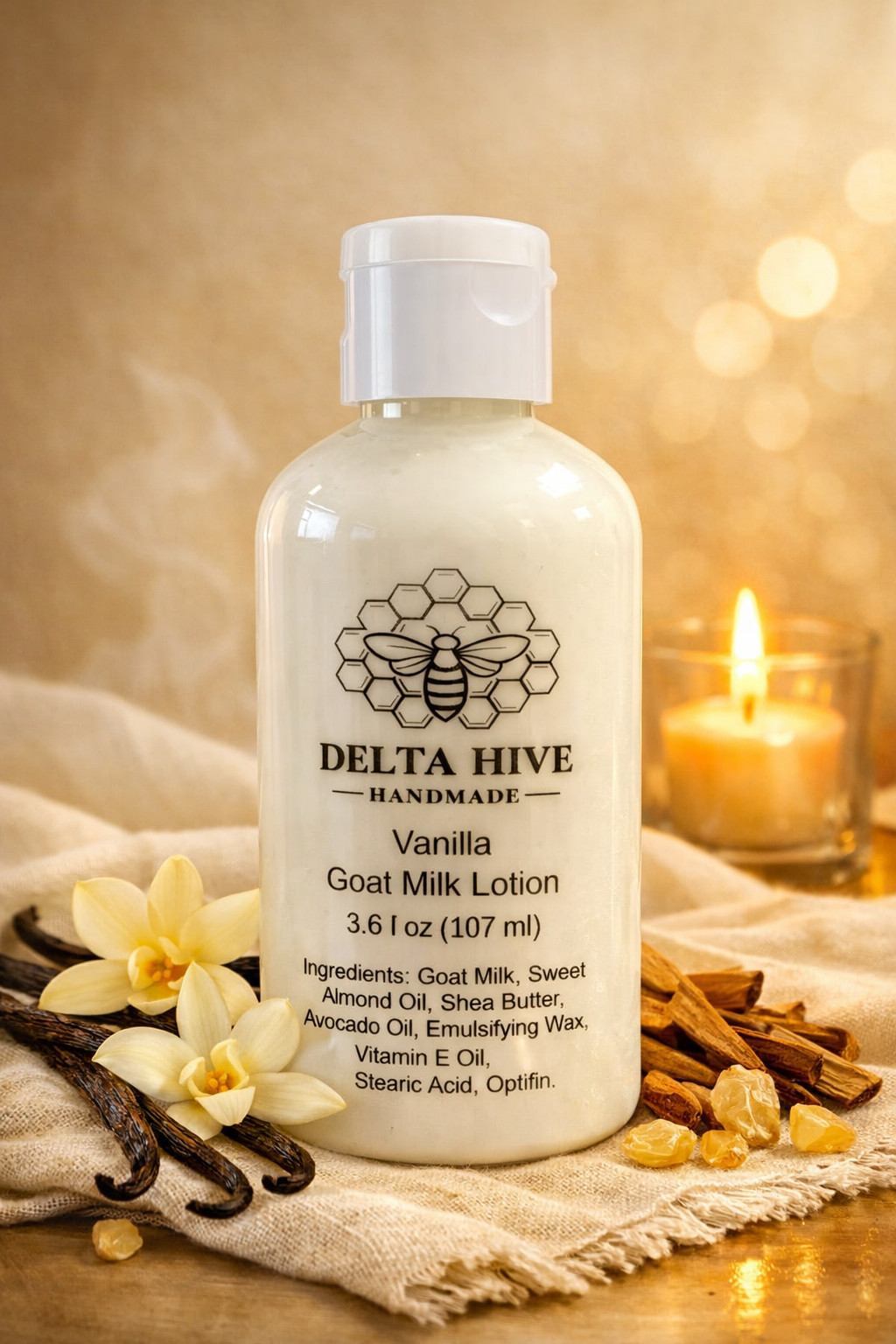Delta Hive Creamy Moisturizing Goat Milk Lotion – Vanilla Scented 3.6 oz