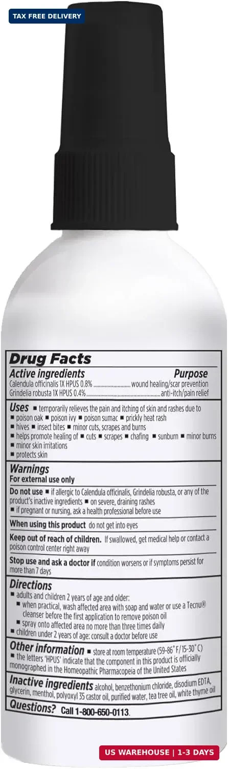 Tecnu Rash Medicated Anti-Itch Spray with Scar Prevention, Poison Ivy Treatment,
