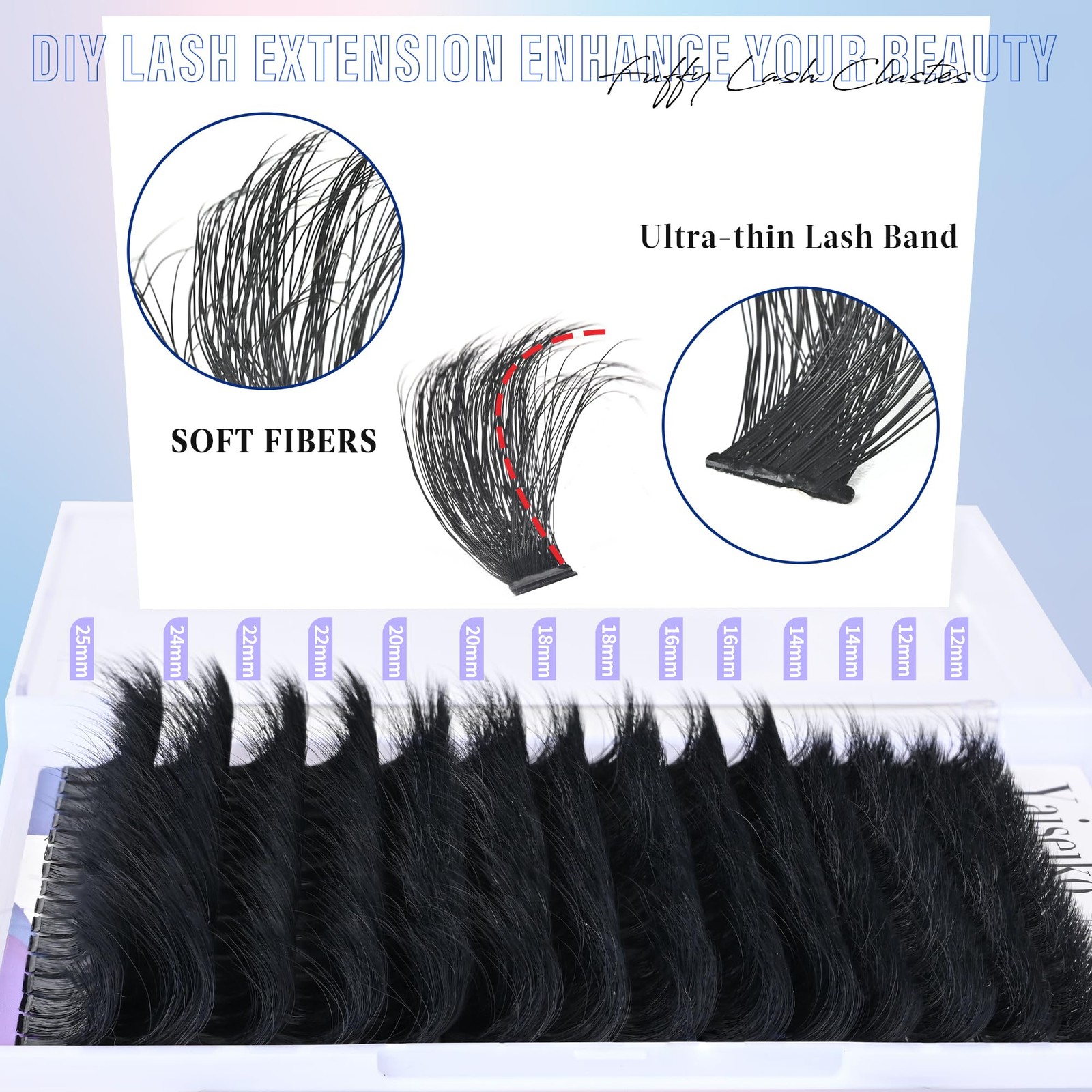 Lash Clusters 300D Thick Long 12-25mm Volume Cluster Eyelash Extensions 224Pc…