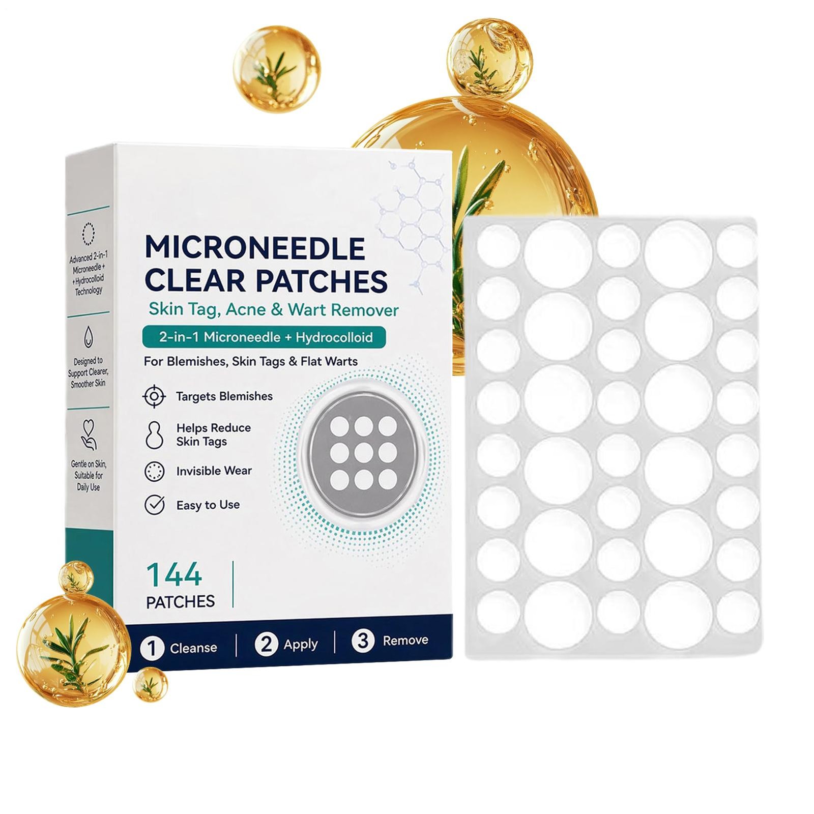Curalona Microneedle Clear Patches, 2-in-1 Microneedle &Hydrocolloid Patch
