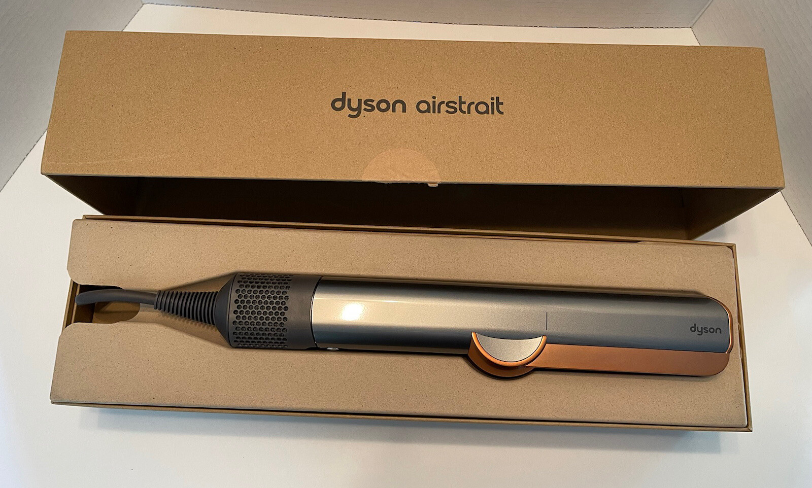DYSON AIRSTRAIT HAIR STRAIGHTENER NICKEL/ COPPER OPEN BOX