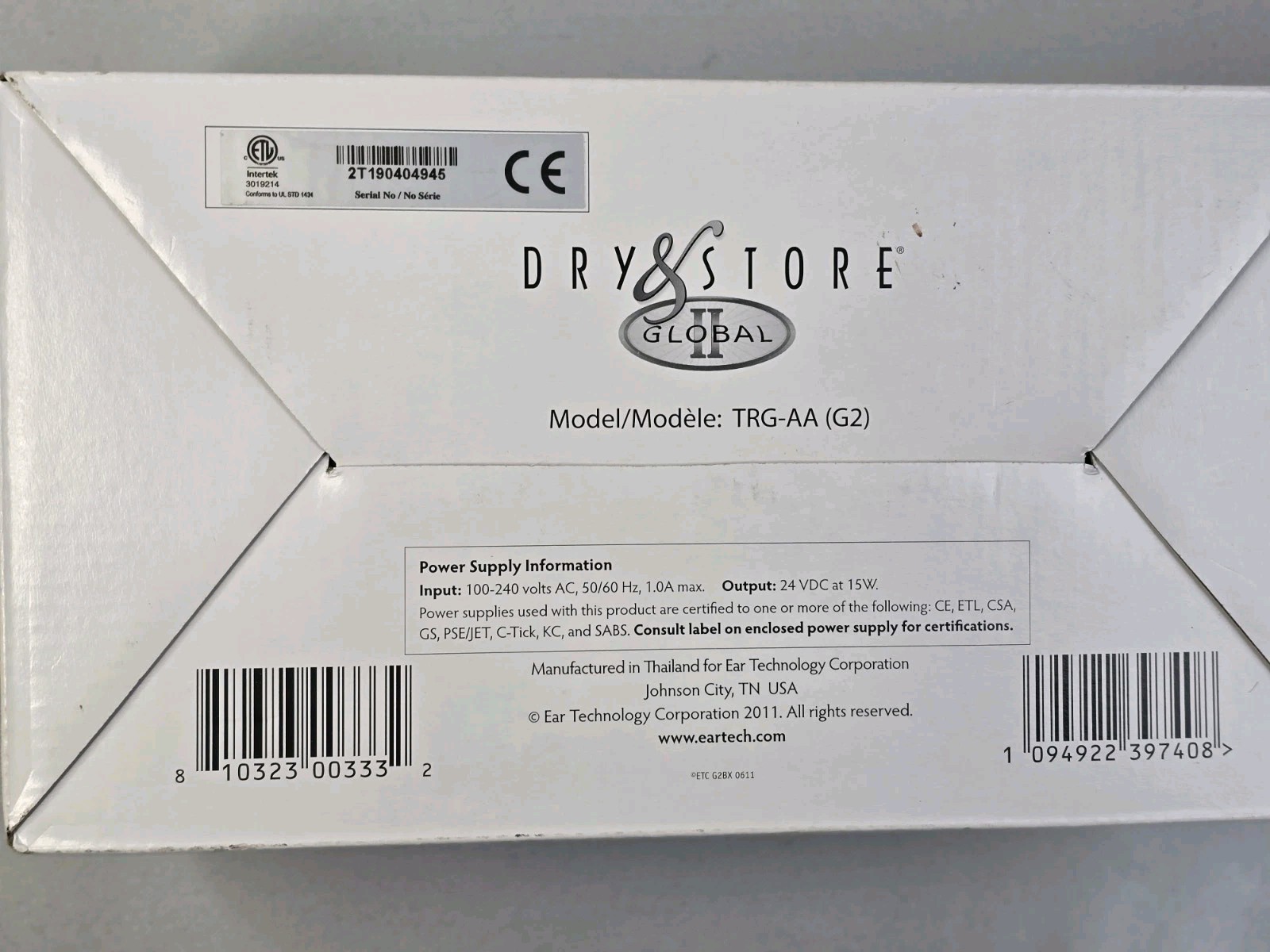 Dry & Store Global II Hearing Aid Moisture Absorption, & Sanitized TRG-AA (G2)