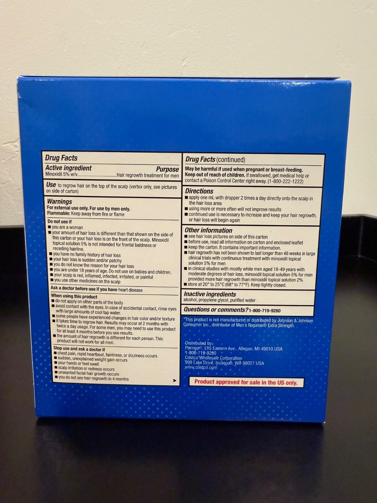 Kirkland Minoxidil 5% Extra Strength Men Hair Regrowth Solution 6 Month Original