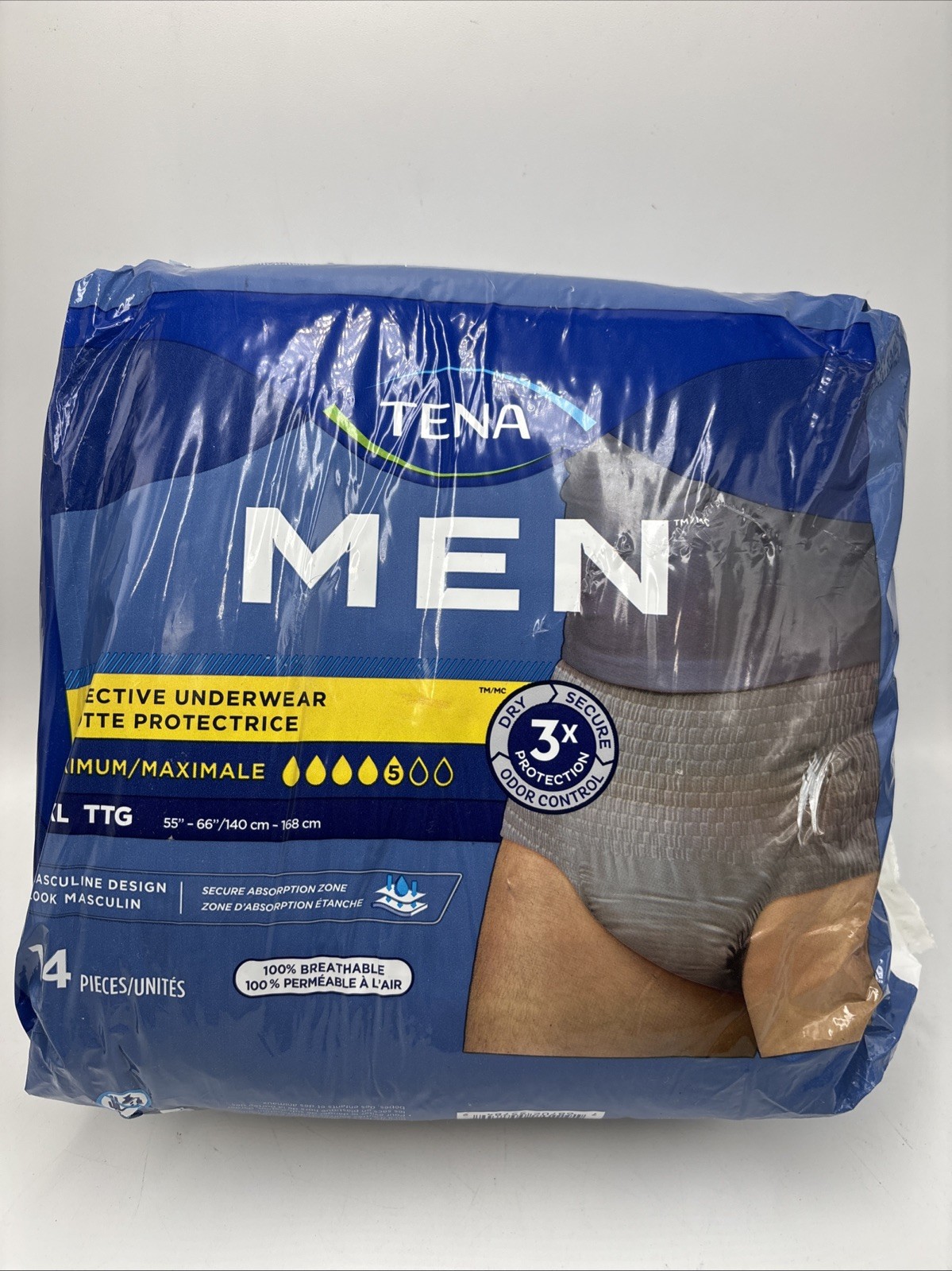 TENA Protective Adult Men’s Incontinence Disposable Underwear Maximum, XXL 14 Ct