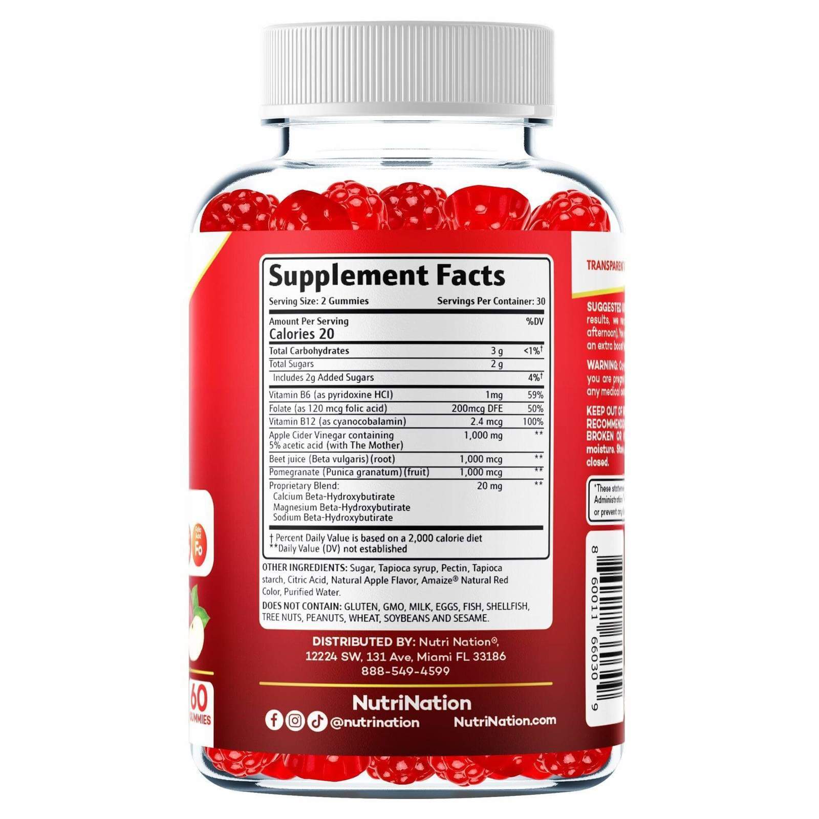 Nutri Nation Keto ACV Gummies 1000mg with the 3 BHB Salts Buy 3 get 2 Free