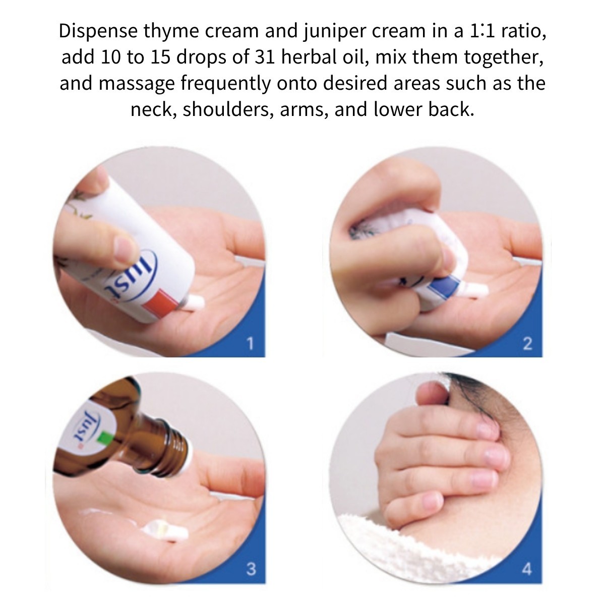 SWISS JUST Thyme+Juniper Cream+31 Essential Oil Anti Aging Therapy Body Massage