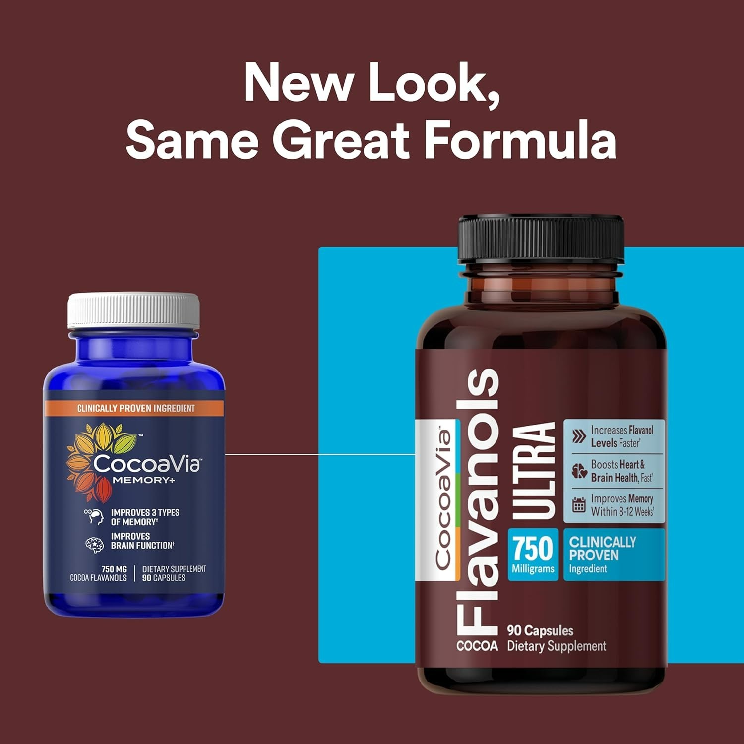 CocoaVia Ultra 750mg Cocoa Flavanols – Heart & Brain Support – 90 Capsules