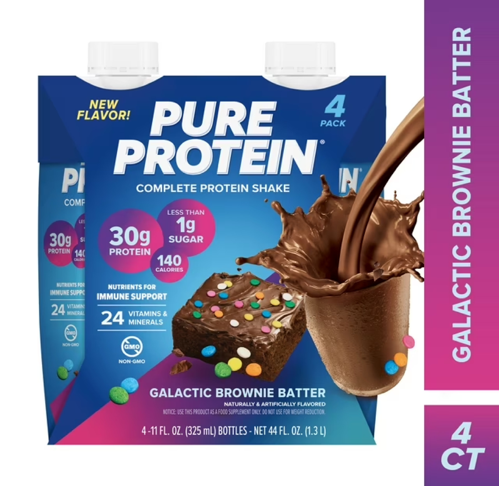 Pure Protein, Galactic Brownie Batter Complete Protein Shake, 30g Protein