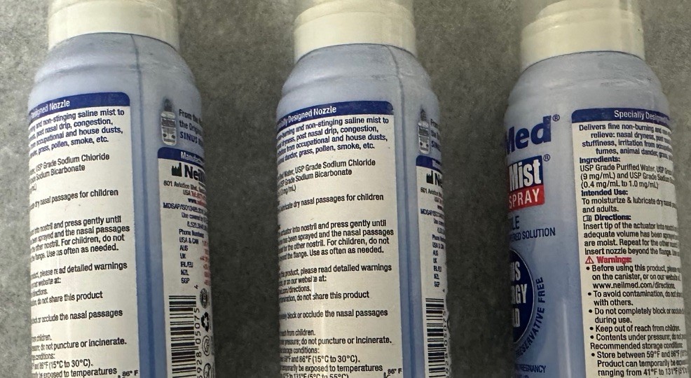 LOT OF 3 NEILMED NASAMIST SALINE SPRAY SINUS ALLERGY COLD NASA MIST 2.7 OZ