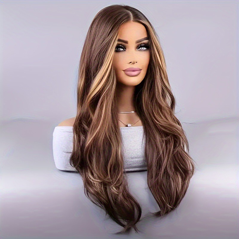26in Honey Blonde Ombre Long Wavy Wig for Women Heat Resistant Full Cap Party