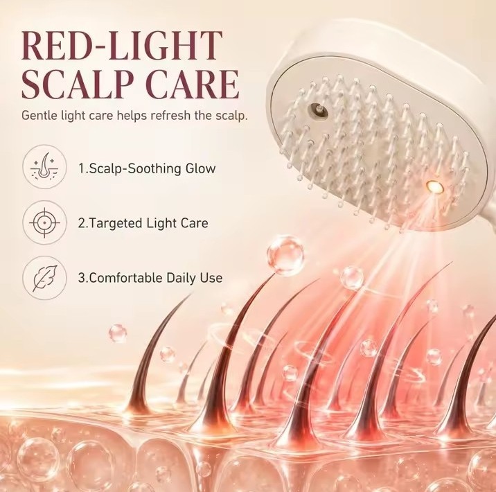 Electric Steaming Hair Straightener Brush Rechargeable Detangling Massage Spray