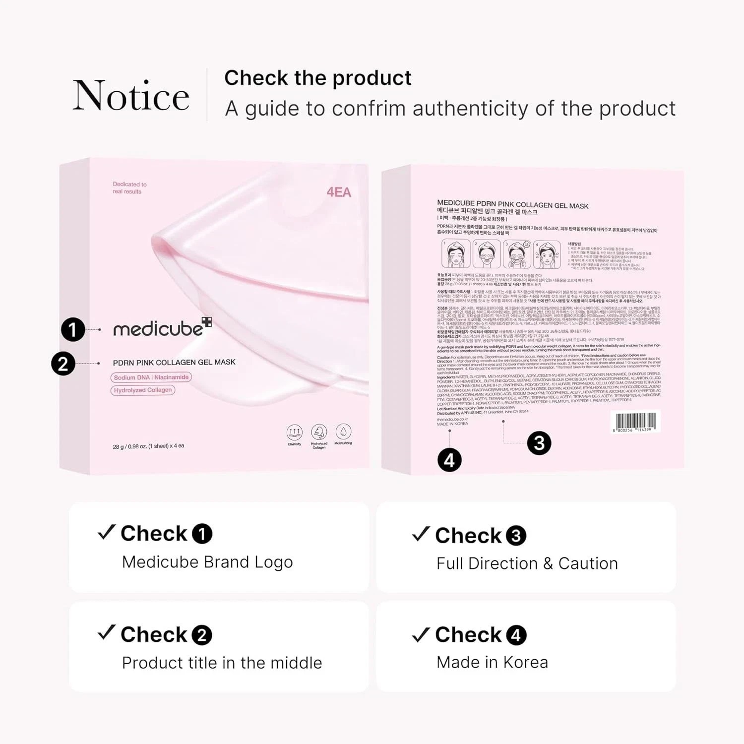 NEW Medicube Salmon DNA PDRN Pink Collagen Gel Overnight Mask 4 Pack*-