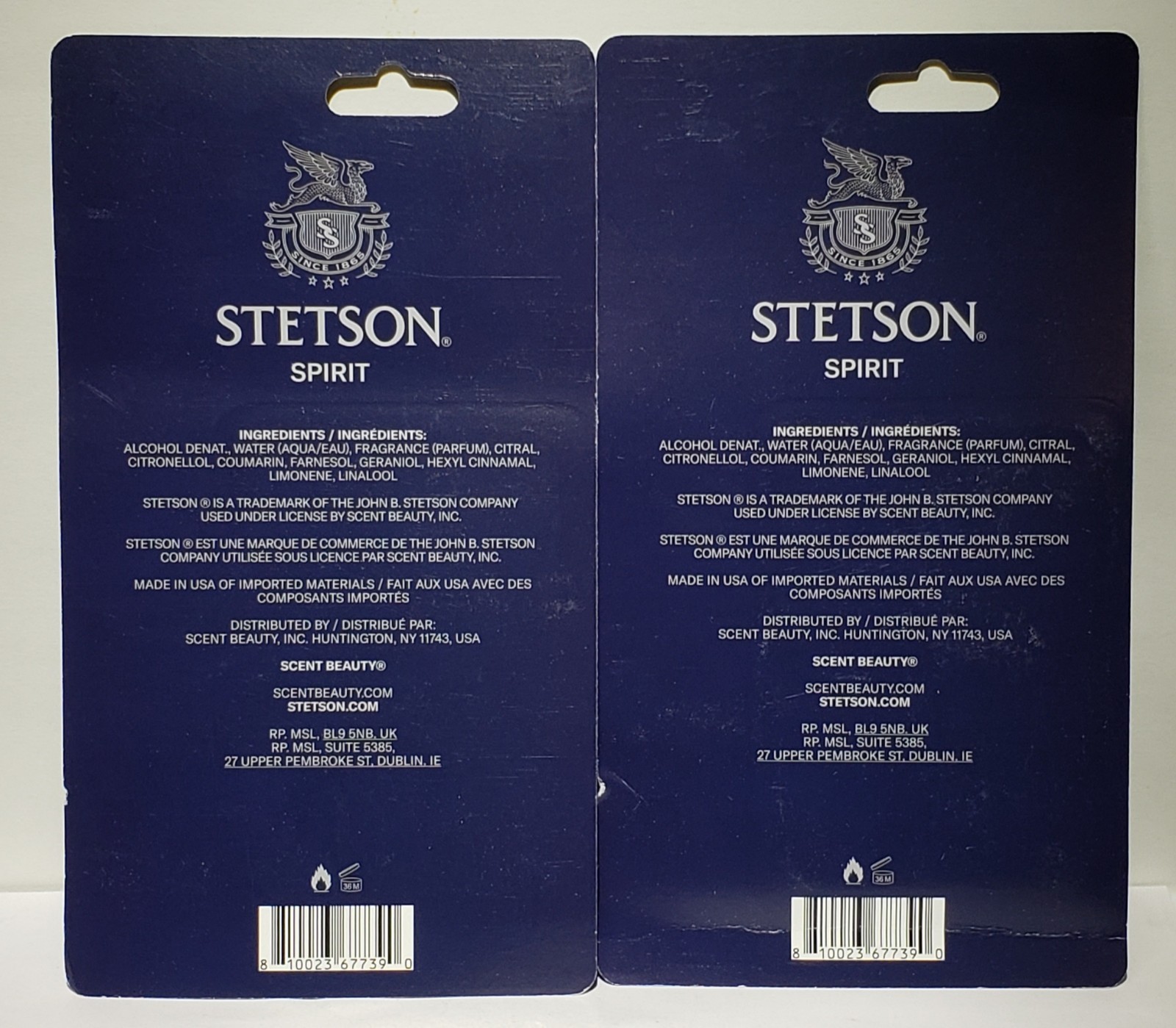 Sealed ~ 2 STETSON SPIRIT by Stetson ~ Mini Cologne Travel Sprays ~ 0.67 oz Each