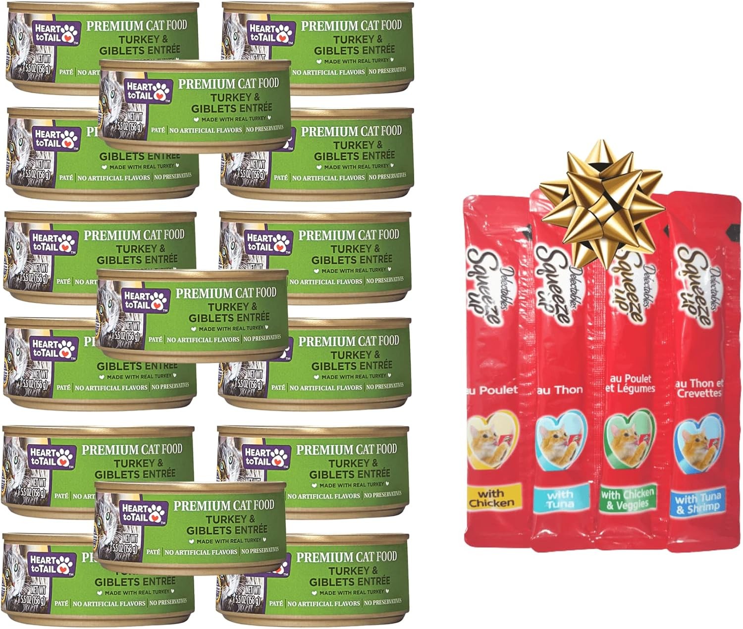 HEAR TO TAIL Heart to Tail CAT Food 5.5 OZ (15 Pack) Turkey & Giblets Entree + G