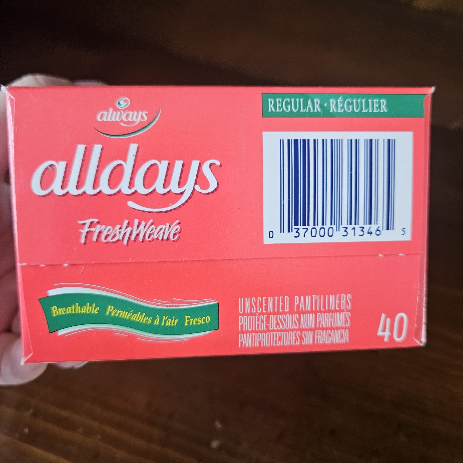 Vintage Always Alldays Fresh Weave Breathable Regular Pantiliners 40ct 1999 Prop