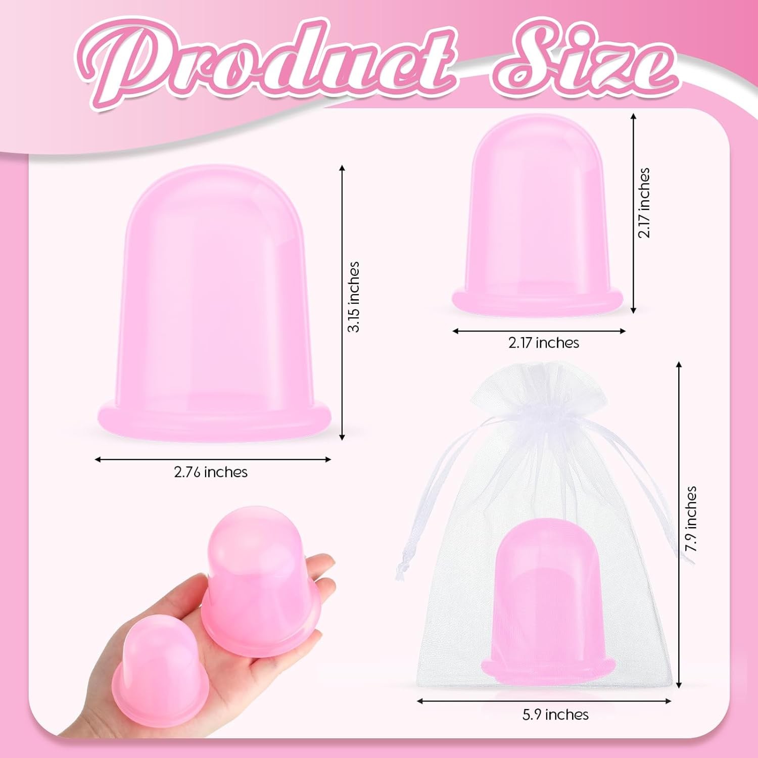 Cupping Therapy Set 4 Pcs Silicone Cupping Cups Massage Vacuum Cupping Set