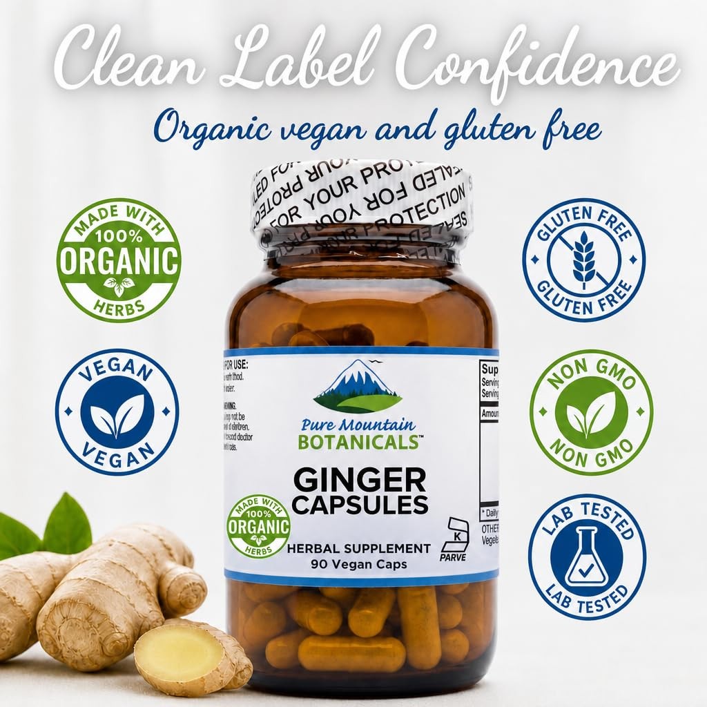 Best Ginger Capsules for Digestion? Pure Mountain Botanicals with Organic Ginger