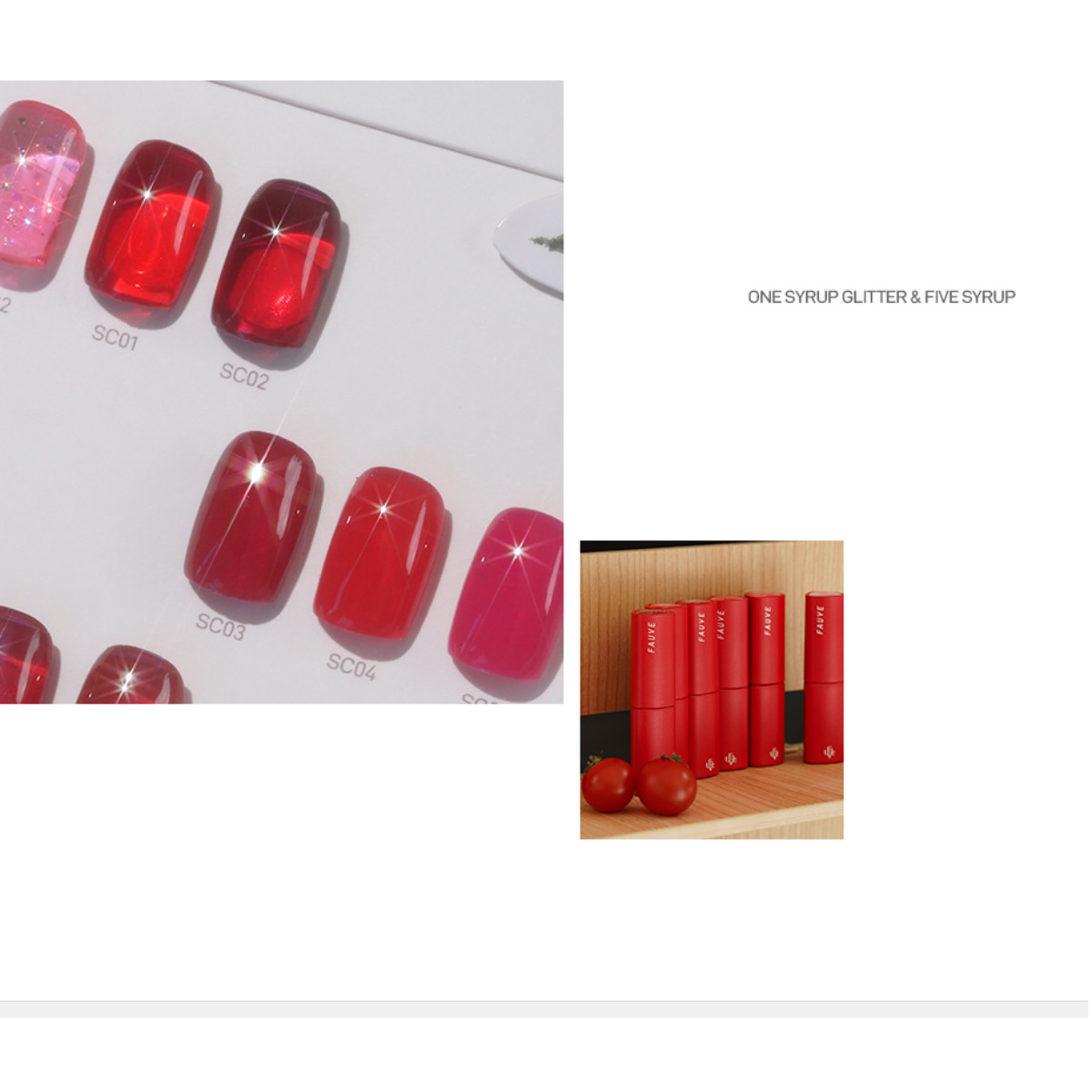 Fauve Gel TOMATO Glitter Syrup & Magnet Red Collection Soak Off Nail Gel