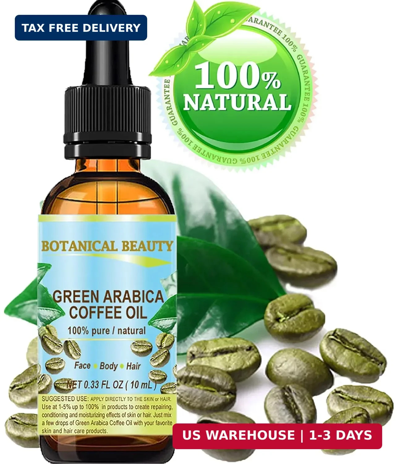 Botanical Beauty GREEN ARABICA COFFEE OIL Brazilian 100% Pure Virgin Unrefined f