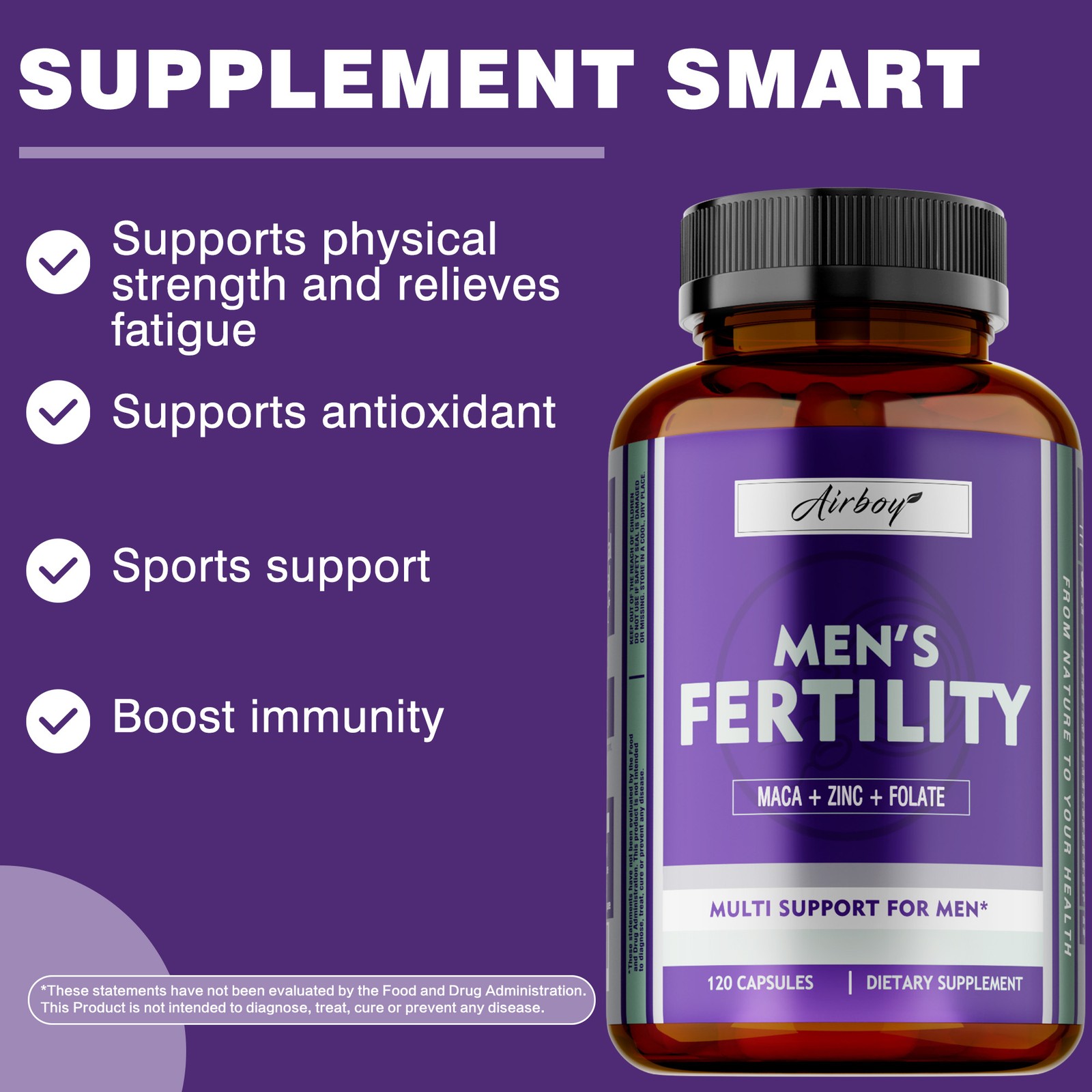 Men’s Fertility 240pcs – Optimizes Sperm Count and Motility, Enhances Brain