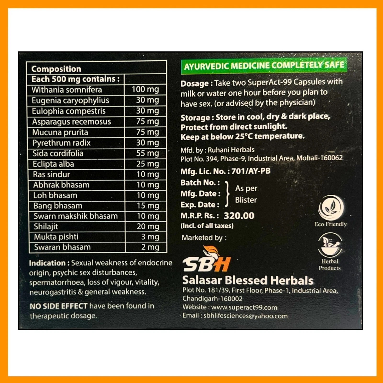 10 X SBH SuserAct-99 Gold Capsules For Joy Power Booster For Men