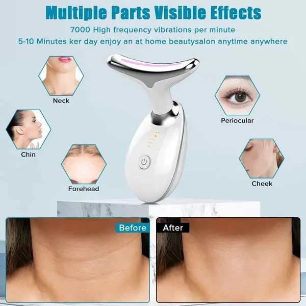 Neck Face Massager Face Sculpting Tool 3 Colour Modes and Vibration for Facial