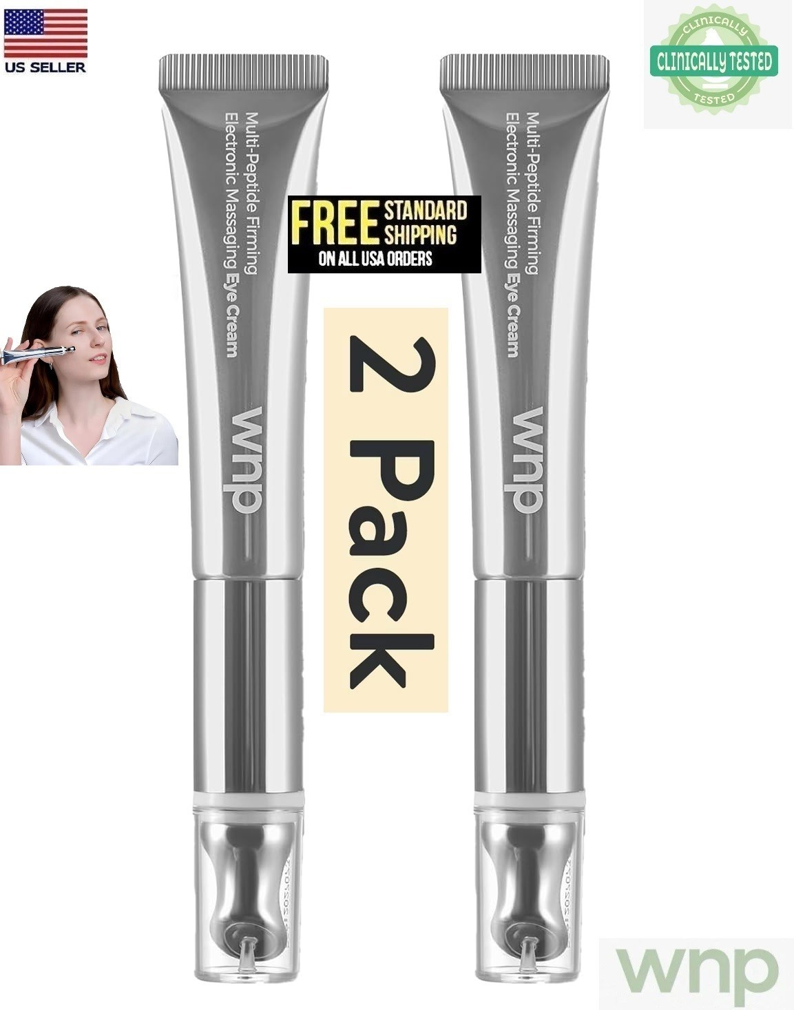 X2WNP Wrinkle Eraser Multi Peptide Firming Electronic Massaging Eye Cream-XP2027