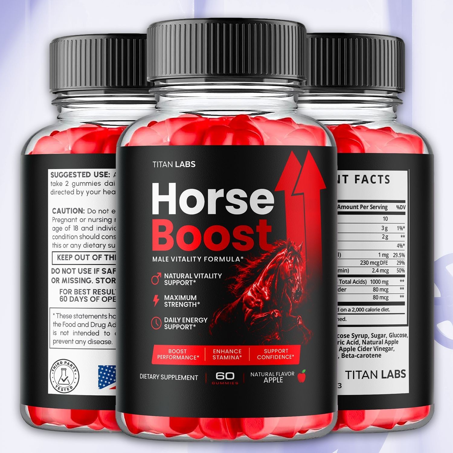 (5 Pack) Horse Boost ACV Gums Male Health Support Formula HorseBoost 300 Gummies