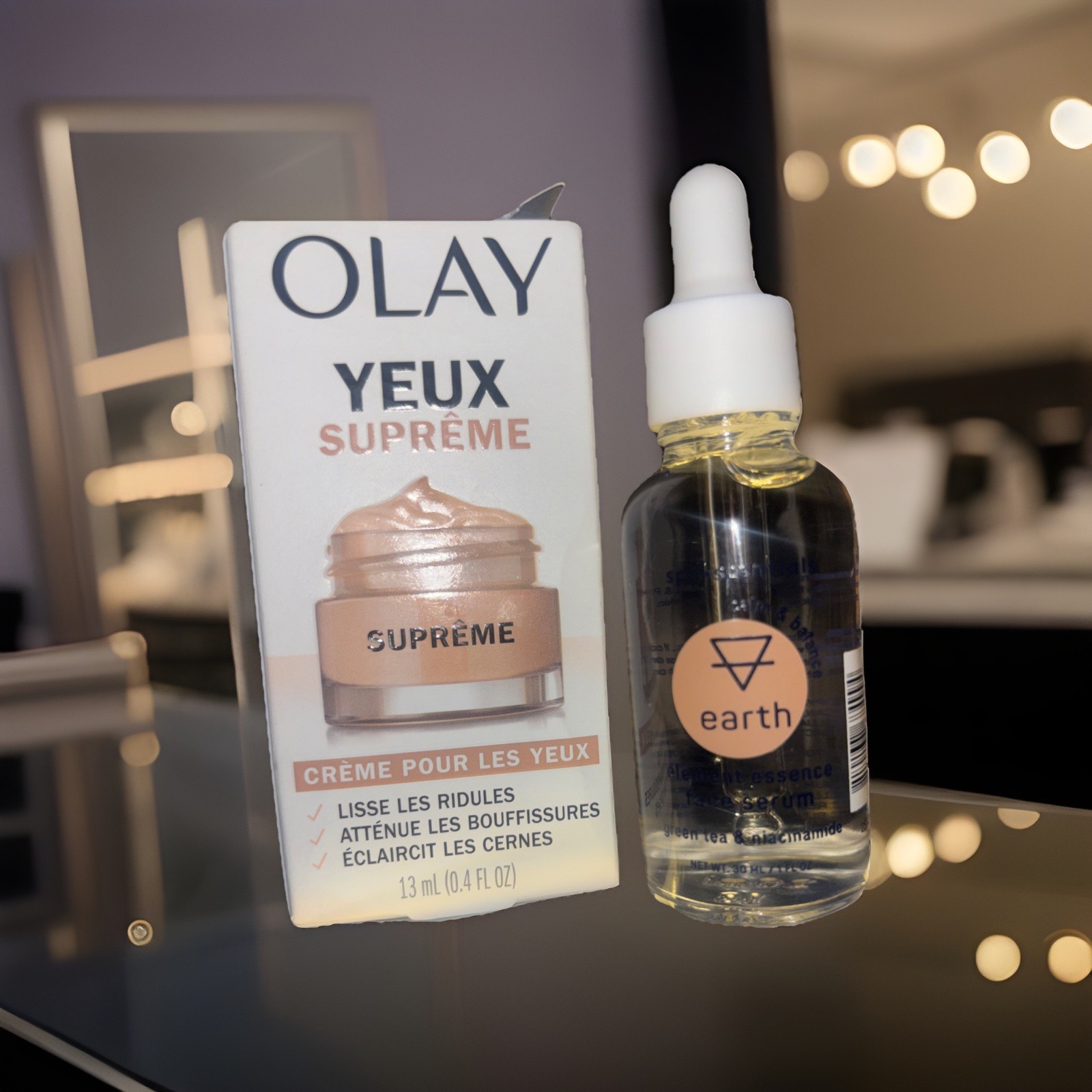Olay YEUX Supreme 0.4oz Wrinkles Dark Circles Eye Cream+ Spa•Scentials Serum 1OZ