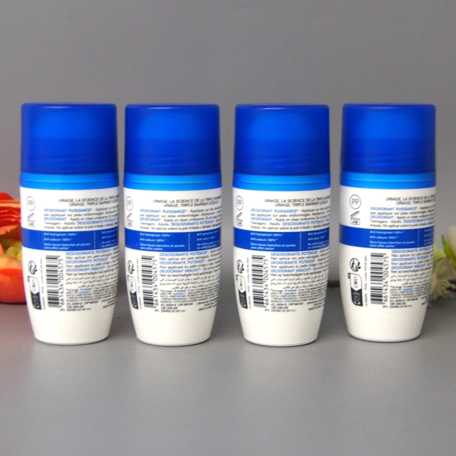 4 X Uriage Power 3 Anti-Odor Antiperspirant Roll On Deodorant 50mI Exp 06/2027