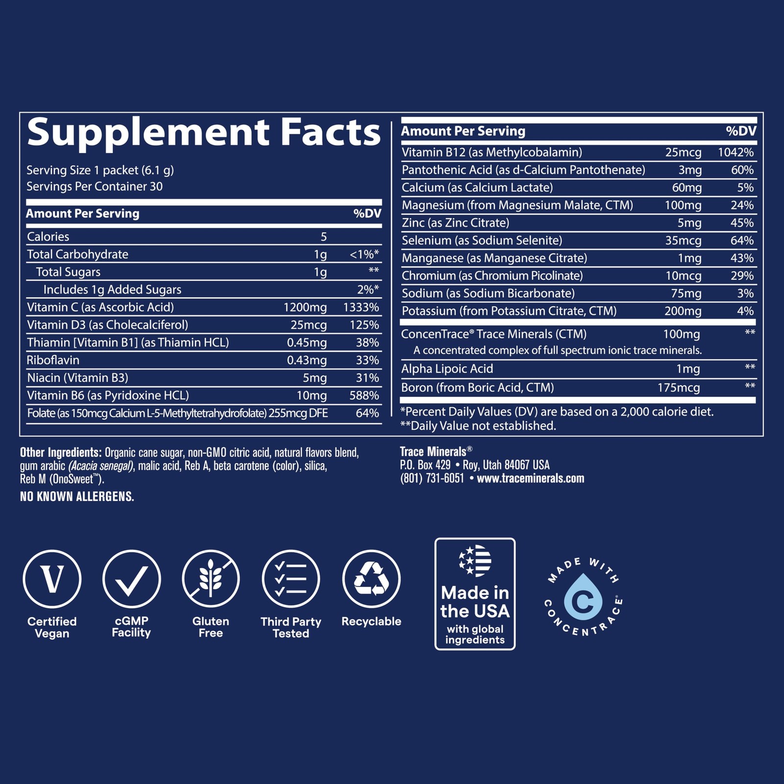 Trace Minerals | Power Pak Electrolyte Powder Packets | 5.3 Ounce (Pack of 1)