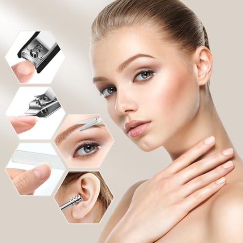 6-Piece Nail Clipper Set with Nail File, Tweezers and Ingrown Retired Black