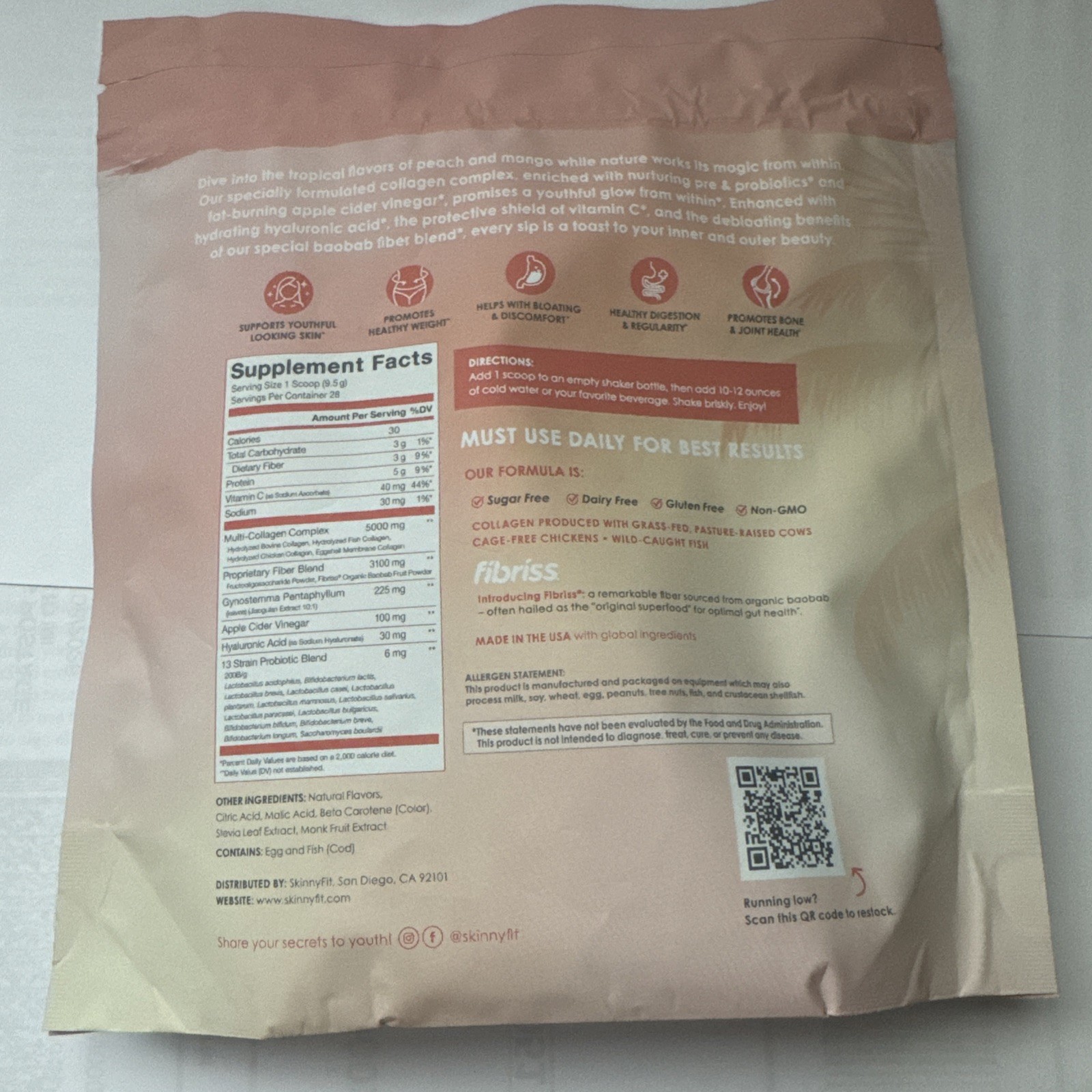 SKINNY FIT SUPER YOUTH PEACH MANGO NEW/SEALED 30 SERVINGS (EXP 09/2027)