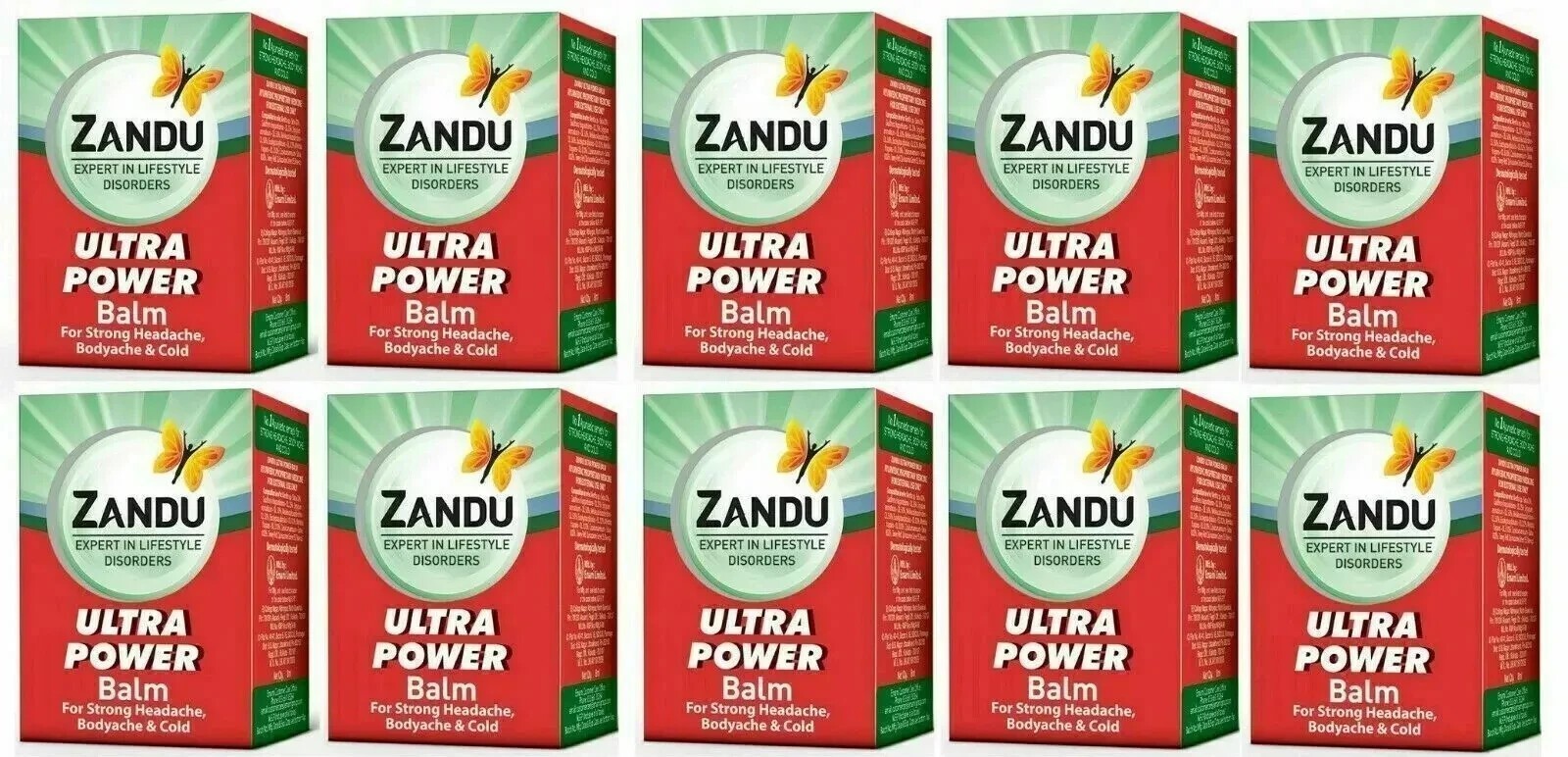 10 x Zandu Ultra Power Balm Herbal 8 ml Free Shipping ( 10 x 8 ml ) Free Ship