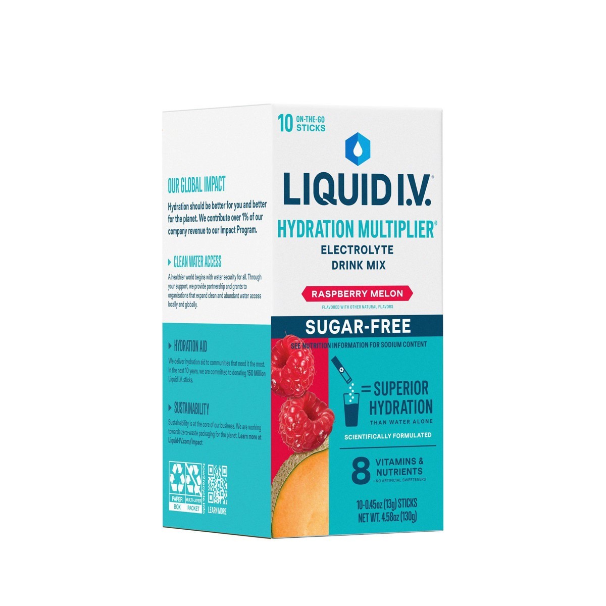 Liquid I.V. Sugar Free Hydration Multiplier Vegan Powder Electrolyte-0.45oz/10ct