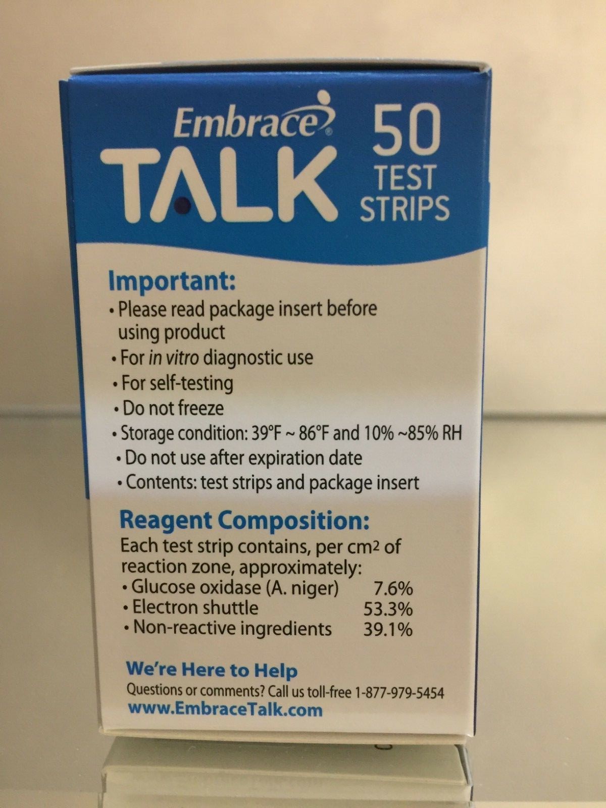 Embrace TALK Blood Glucose 100 Test Strips PLUS METER. EXP 05/05/2025 30% OFF