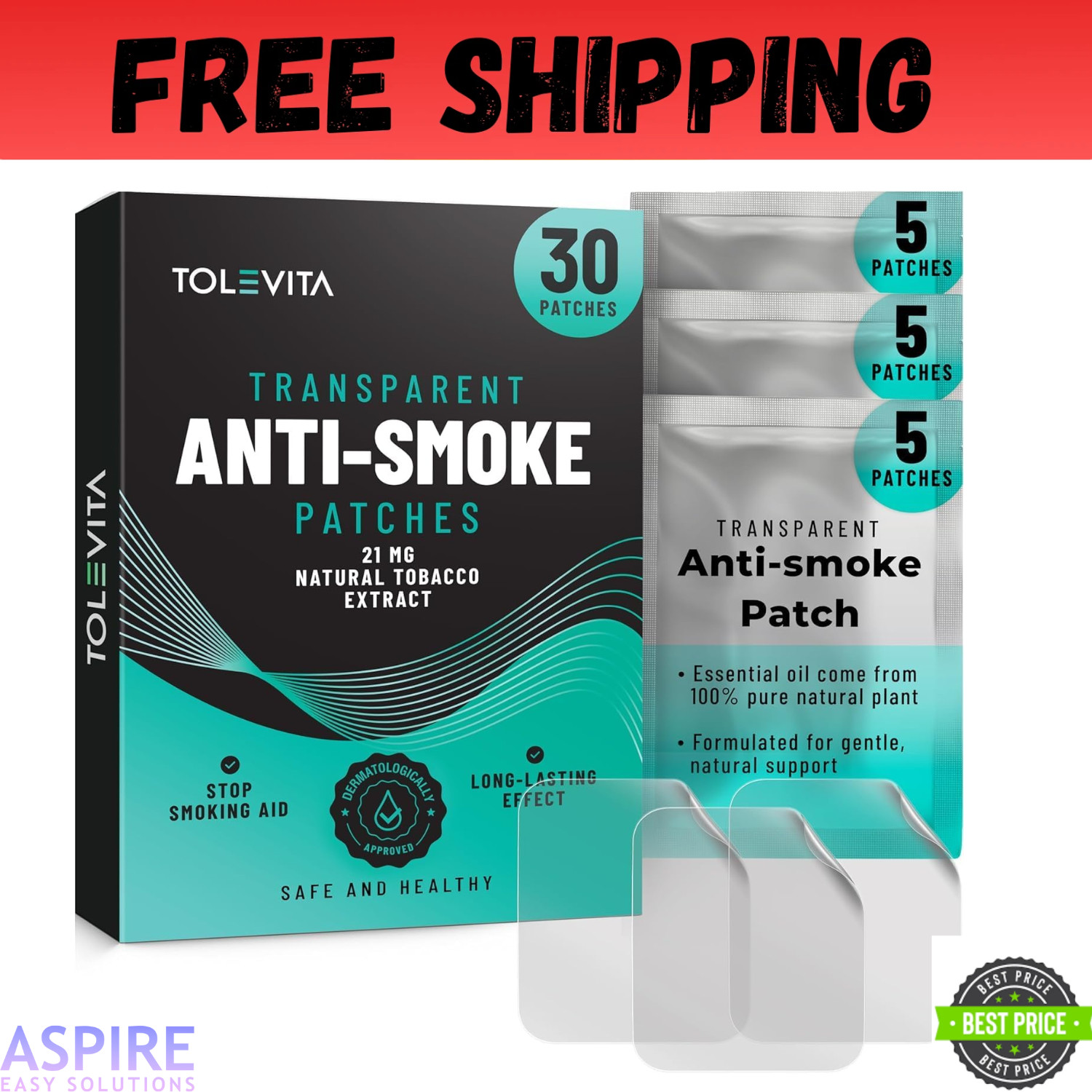 TOLEVITA Anti- Smoke Herbal Patches Transparent 21 mg | Quit Smoking Patches …