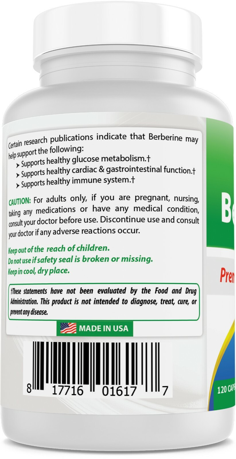 2 Pack Best Naturals Berberine 500 mg 120 Capsules