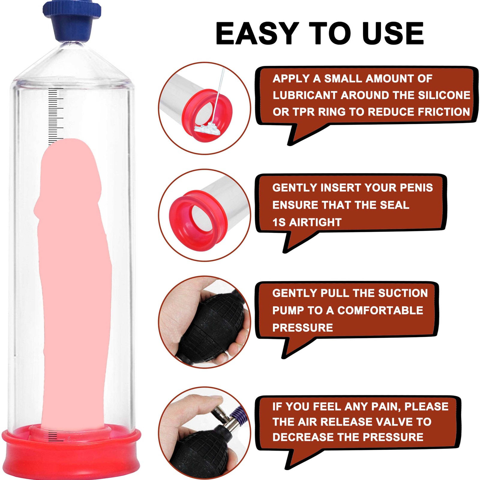 Penis Pump Power Vacuum Adult for Men ED Enhancement Erectile Penis Enlarger